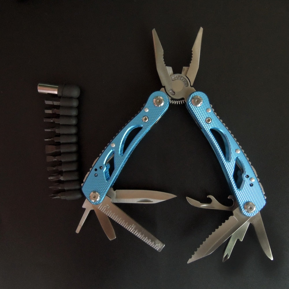 NEWACALOX Outdoor Multitool Pliers Repair Pocket Knife Fold Screwdriver set Hand Multi Tool Mini Folding Pocket Portable Fishing
