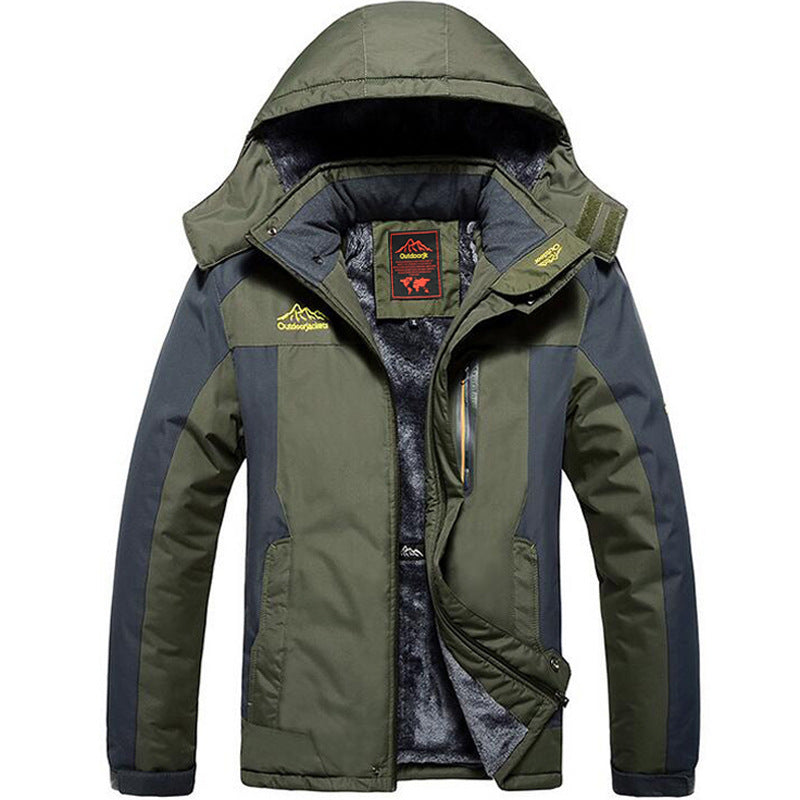 Men's outdoor fishing suit winter windproof and cold resistant with thick fleece mountaineering jacket for men