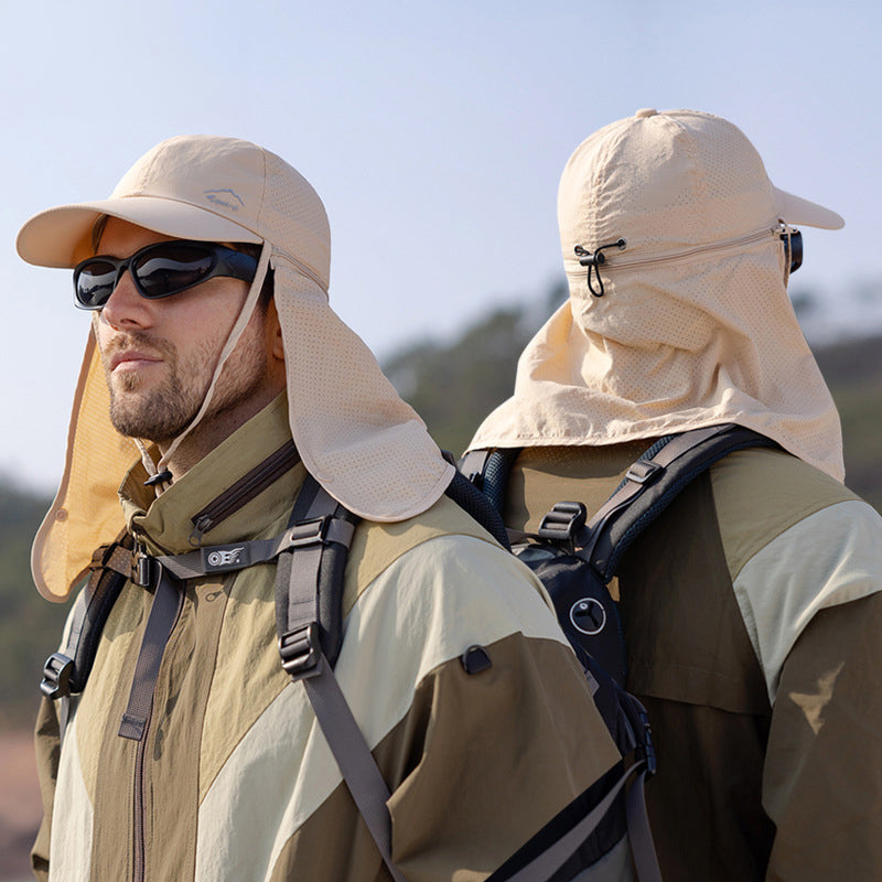 1pc Summer Baseball Cap with Detachable 360° Neck Sun Flap. For men, hiking, fishing, outdoor.