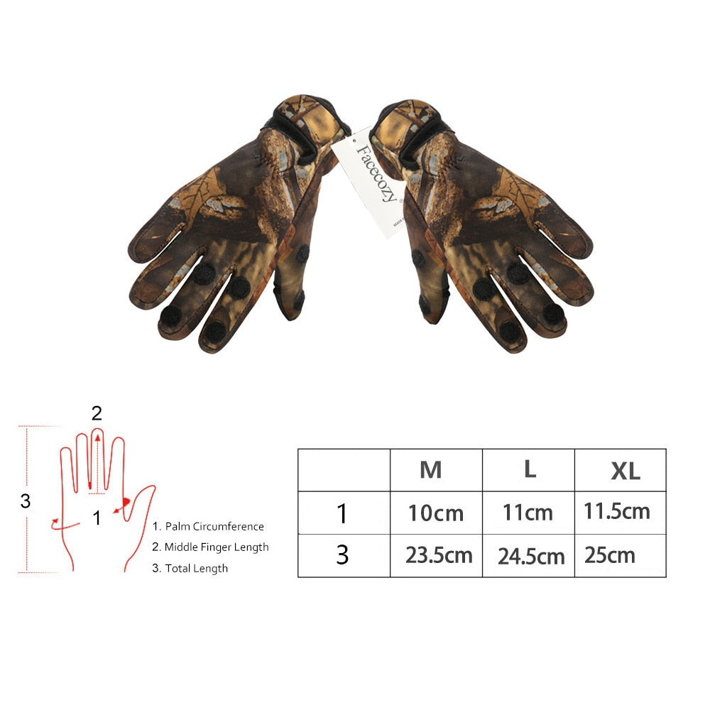 Facecozy Outdoor Winter Fishing Gloves Waterproof Three or Two Fingers Cut Anti-slip Climbing Glove