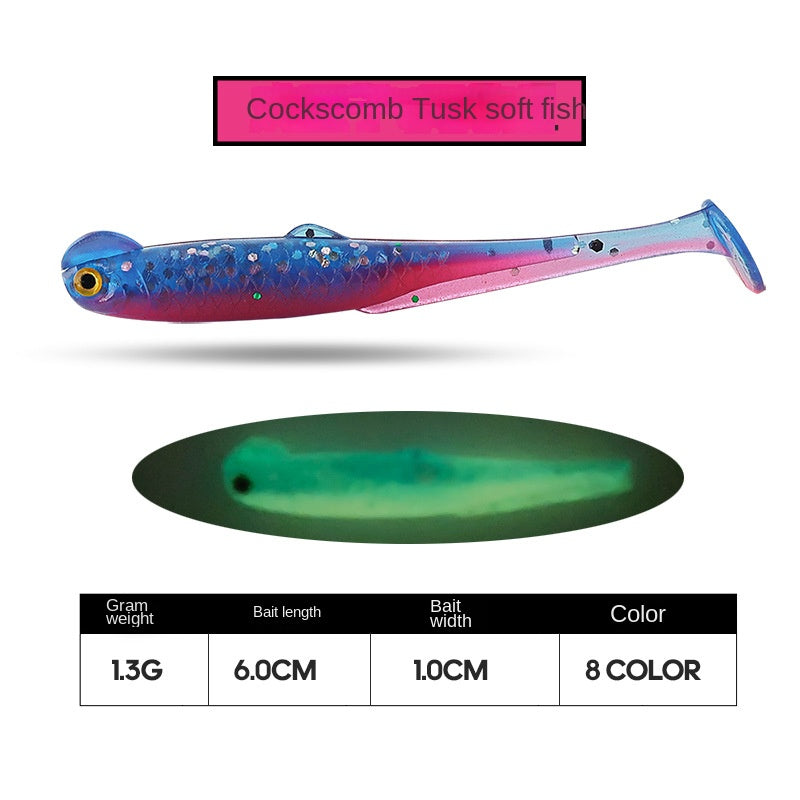Taiyu Lure Artificial Bait Rooster Tail Soft Bait 6cm 1.3g Dual-Color Soft Fish Soft Worm Lifelike Fishing Bait Factory Wholesale