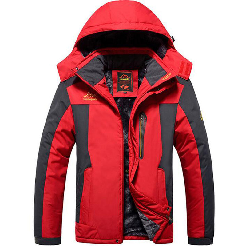 Men's outdoor fishing suit winter windproof and cold resistant with thick fleece mountaineering jacket for men