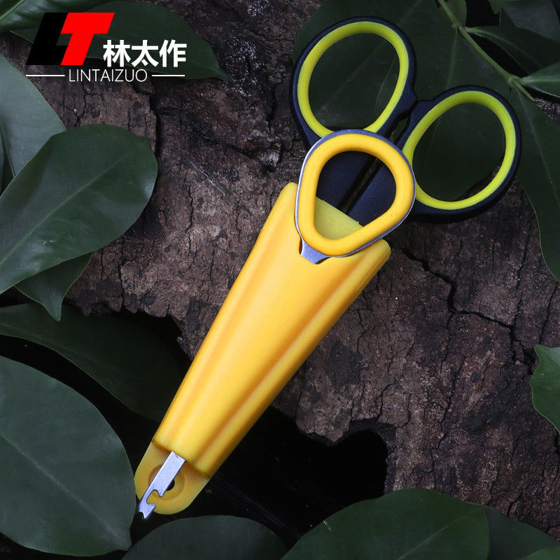 Fishing Special Scissors Rubber-Plastic Two-Color Belt Sleeve Fishing Scissors Decoupling Cutting Line Hook High-Power PU Scissors