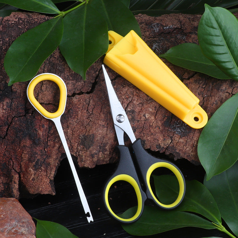 Fishing Special Scissors Rubber-Plastic Two-Color Belt Sleeve Fishing Scissors Decoupling Cutting Line Hook High-Power PU Scissors