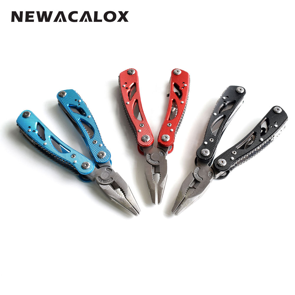 NEWACALOX Outdoor Multitool Pliers Repair Pocket Knife Fold Screwdriver set Hand Multi Tool Mini Folding Pocket Portable Fishing
