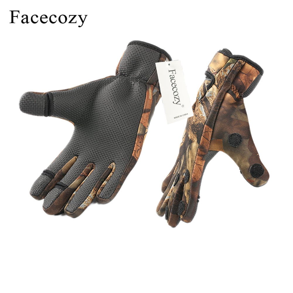 Facecozy Outdoor Winter Fishing Gloves Waterproof Three or Two Fingers Cut Anti-slip Climbing Glove