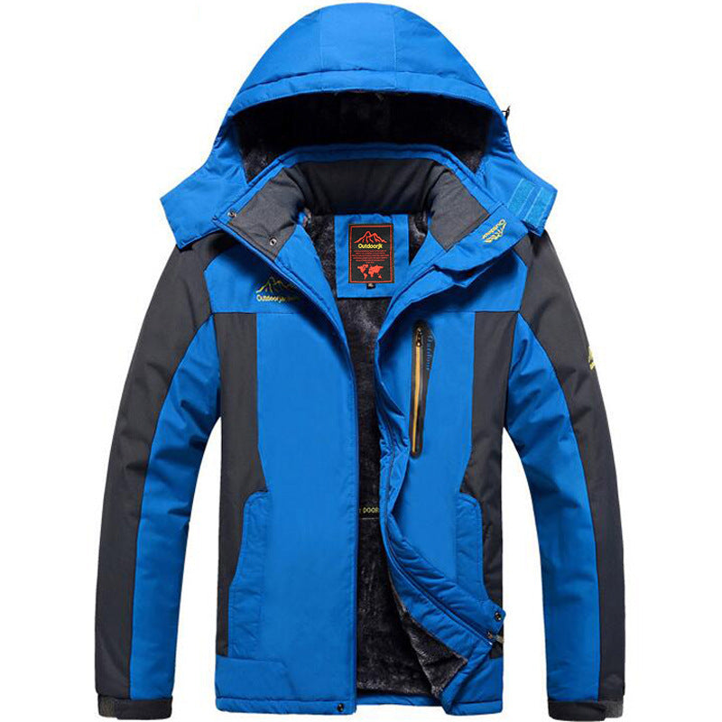 Men's outdoor fishing suit winter windproof and cold resistant with thick fleece mountaineering jacket for men